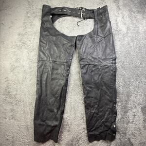 Rockin Leather Chaps RL Vintage Black Mens XL Riding Rodeo Western Bottoms